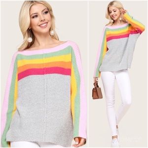 SAMPLE |  Soft Rainbow Stripe Detail Sweater